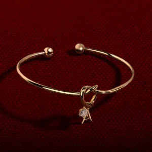 Personalized Knot Initial Diamond Cuff Bracelet for Women Handmade Christmas Gift Elegant Custom Jewelry Gift for Her