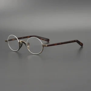 Vintage Japanese Style Titanium Glasses Frames: Round Acetate Lightweight Eyeglasses