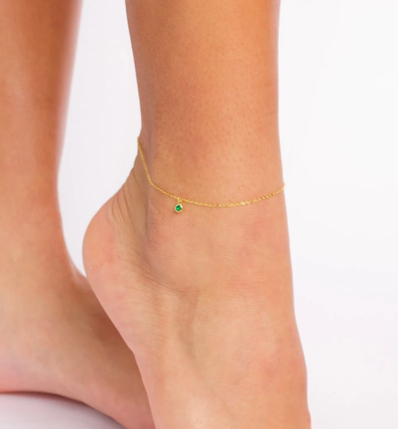 Birthstone Anklet, Gold Birthstone Anklet, Dainty Birthstone Anklet, Dainty Anklet, Gold Anklet, Tiny Birthstone Anklet, Gift Anklet