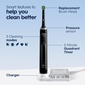 Oral-B Pro 5000 Smartseries Power Rechargeable Electric Toothbrush with Bluetooth Connectivity, Black Edition
