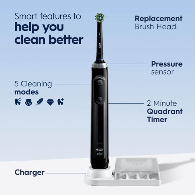 Oral-B Pro 5000 Smartseries Power Rechargeable Electric Toothbrush with Bluetooth Connectivity, Black Edition