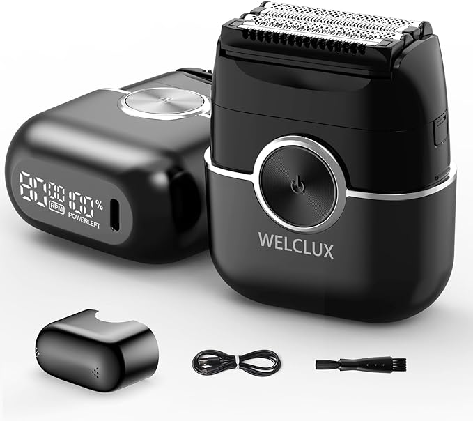 Electric Foil Shaver for Men: Upgraded Mini Razor with 4 Floating Blades, Large LED Display