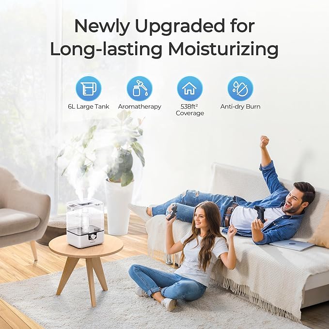 CHIVALZ Humidifiers for Bedroom, 6L